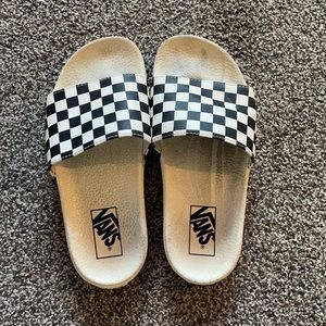 checkered vans slides